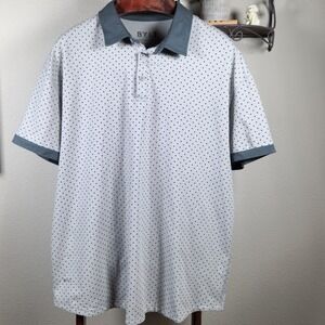 BYLT Lux Basics Drop Cut Short Sleeve S/S Polo Shirt Grey Polka Dot Size XXL